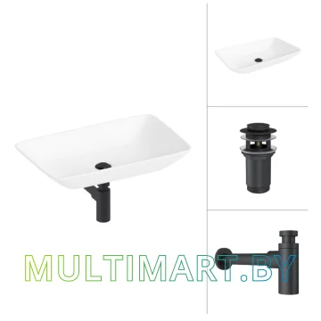 Умывальник Lauter 21540 (клапан 21190B + сифон 21635B, черный матовый)